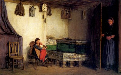 Interior of a Cottage by Albert Anker